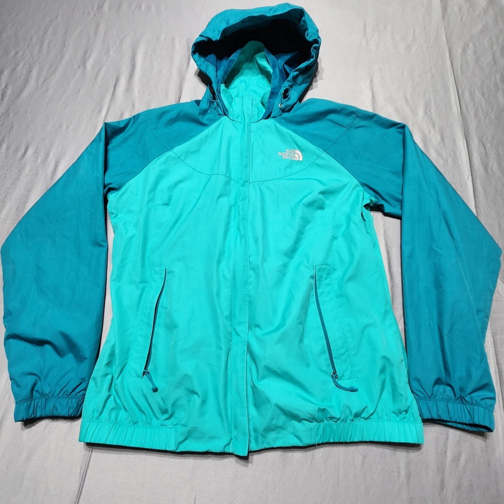 The North Face Womens Teal Colorblock Windbreaker Hooded Jacket Size Medium AYGK